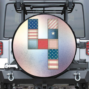 4th of July USA Denim Patchwork Print Leather Spare Tire Cover