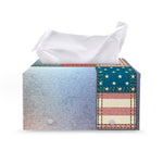 4th of July USA Denim Patchwork Print Leather Tissue Box Cover