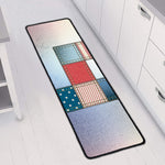4th of July USA Denim Patchwork Print Long Kitchen Mat