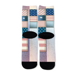 4th of July USA Denim Patchwork Print Long Socks