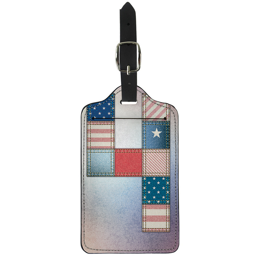 4th of July USA Denim Patchwork Print Luggage Tag