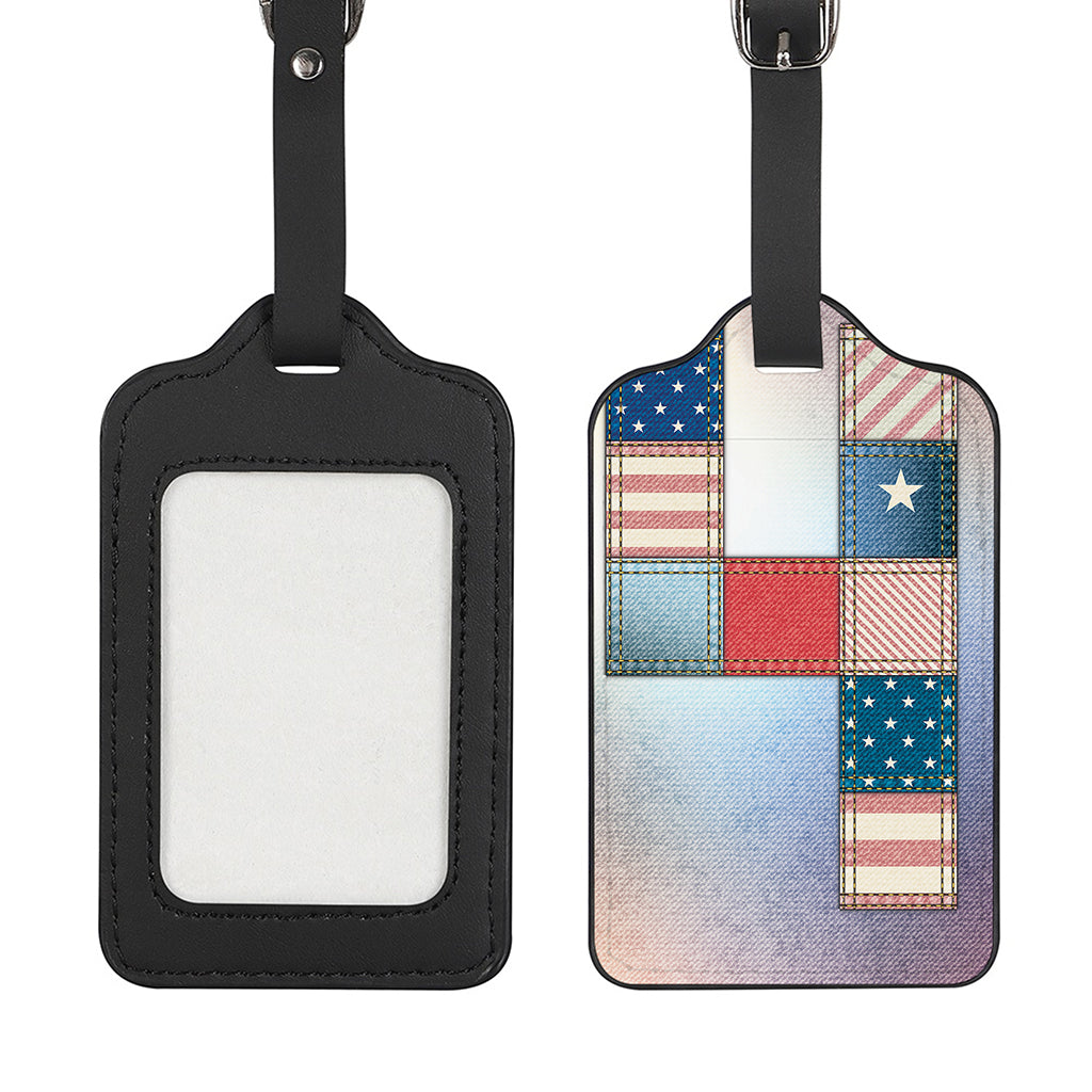 4th of July USA Denim Patchwork Print Luggage Tag