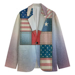 4th of July USA Denim Patchwork Print Men's Blazer