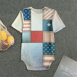 4th of July USA Denim Patchwork Print Men's Bodysuit