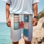 4th of July USA Denim Patchwork Print Men's Cargo Shorts