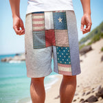 4th of July USA Denim Patchwork Print Men's Cargo Shorts