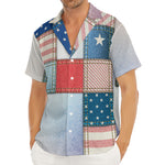 4th of July USA Denim Patchwork Print Men's Deep V-Neck Shirt