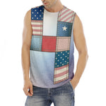 4th of July USA Denim Patchwork Print Men's Fitness Tank Top