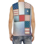 4th of July USA Denim Patchwork Print Men's Fitness Tank Top