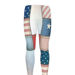 4th of July USA Denim Patchwork Print Men's leggings