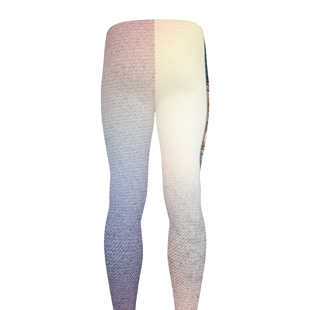 4th of July USA Denim Patchwork Print Men's leggings
