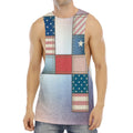 4th of July USA Denim Patchwork Print Men's Muscle Tank Top