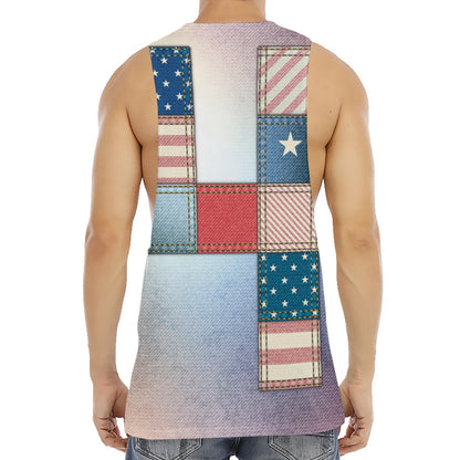 4th of July USA Denim Patchwork Print Men's Muscle Tank Top