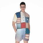 4th of July USA Denim Patchwork Print Men's Rompers