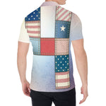 4th of July USA Denim Patchwork Print Men's Shirt