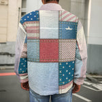 4th of July USA Denim Patchwork Print Men's Shirt Jacket