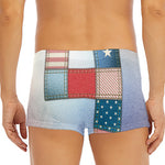 4th of July USA Denim Patchwork Print Men's Short Boxer Briefs