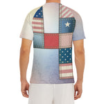 4th of July USA Denim Patchwork Print Men's Short Sleeve Rash Guard