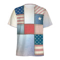 4th of July USA Denim Patchwork Print Men's Athletic T-Shirt
