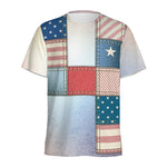 4th of July USA Denim Patchwork Print Men's Sports T-Shirt