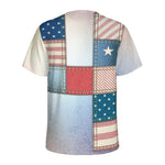 4th of July USA Denim Patchwork Print Men's Sports T-Shirt