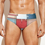 4th of July USA Denim Patchwork Print Men's Swim Briefs