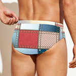 4th of July USA Denim Patchwork Print Men's Swim Briefs