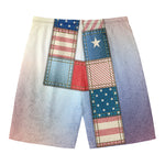 4th of July USA Denim Patchwork Print Men's Swim Trunks