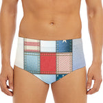 4th of July USA Denim Patchwork Print Men's Triangle Swim Briefs