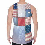 4th of July USA Denim Patchwork Print Men's Velvet Tank Top