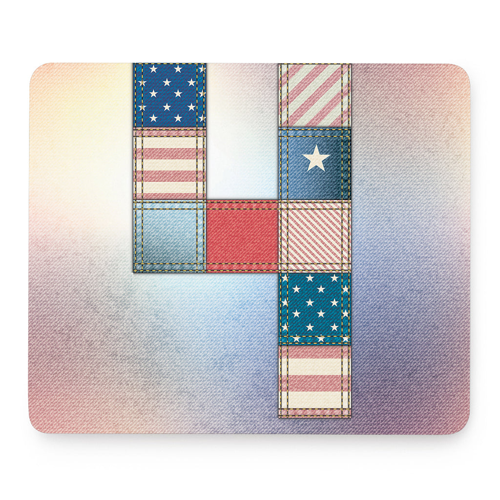4th of July USA Denim Patchwork Print Mouse Pad