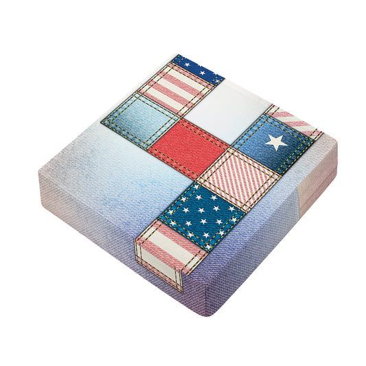 4th of July USA Denim Patchwork Print Outdoor Seat Cushion Cover