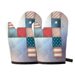 4th of July USA Denim Patchwork Print Oven Mitts
