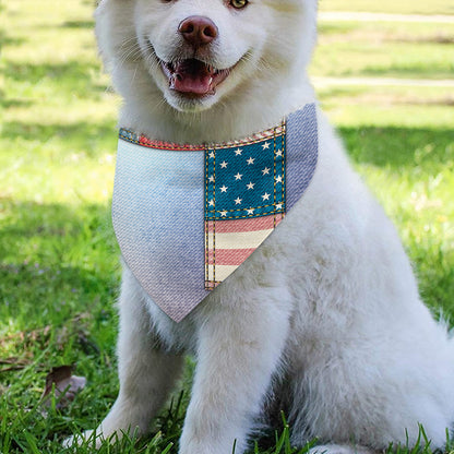 4th of July USA Denim Patchwork Print Over The Collar Dog Bandana