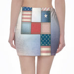 4th of July USA Denim Patchwork Print Pencil Mini Skirt