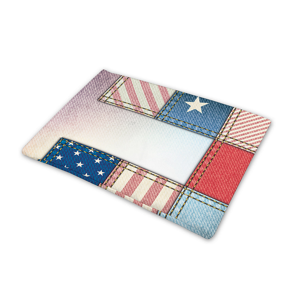 4th of July USA Denim Patchwork Print Pet Cooling Mat Cover