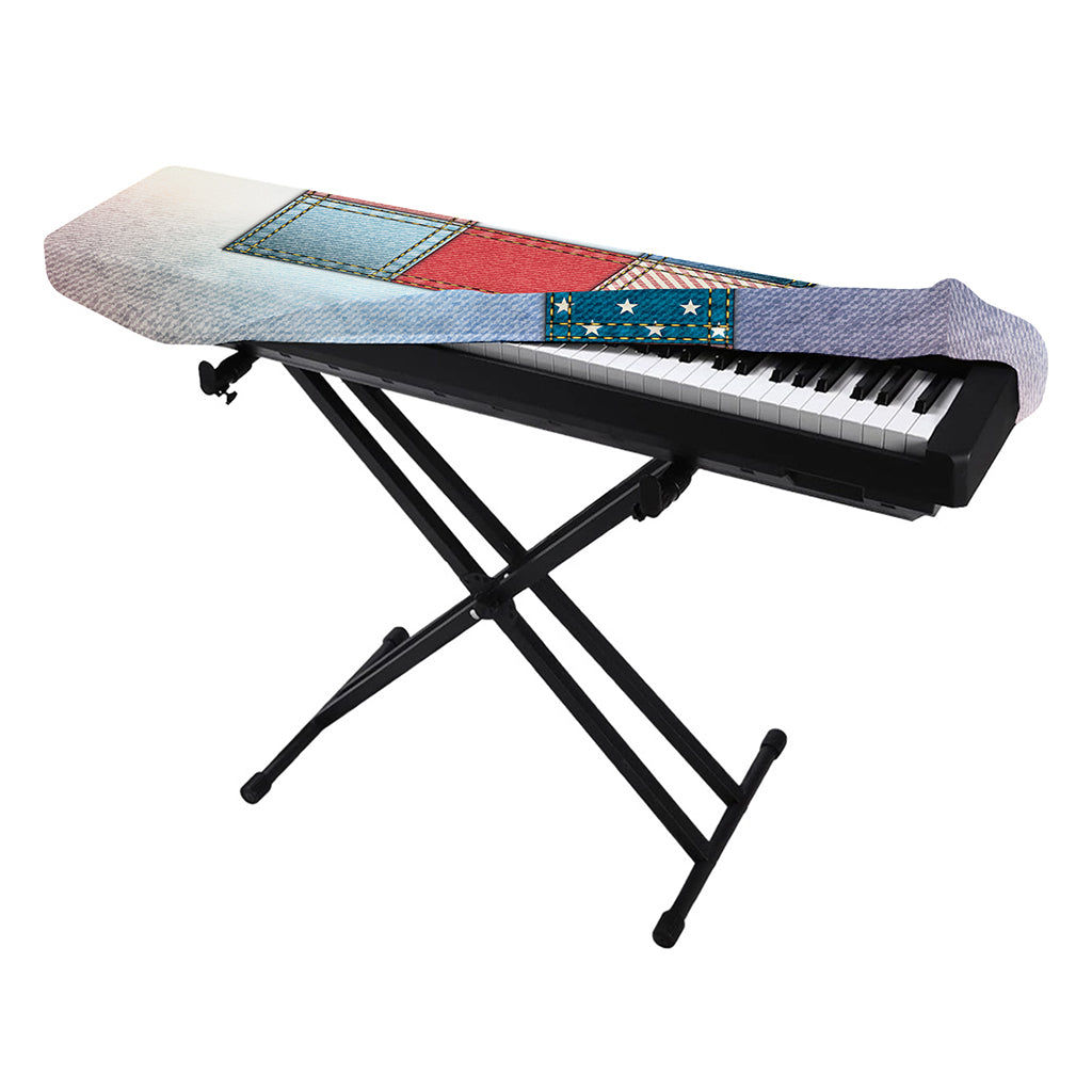 4th of July USA Denim Patchwork Print Piano Keyboard Cover