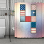 4th of July USA Denim Patchwork Print Polyester Shower Curtain