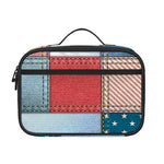 4th of July USA Denim Patchwork Print Portable Lunch Bag