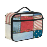 4th of July USA Denim Patchwork Print Portable Lunch Bag