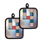 4th of July USA Denim Patchwork Print Pot Holders