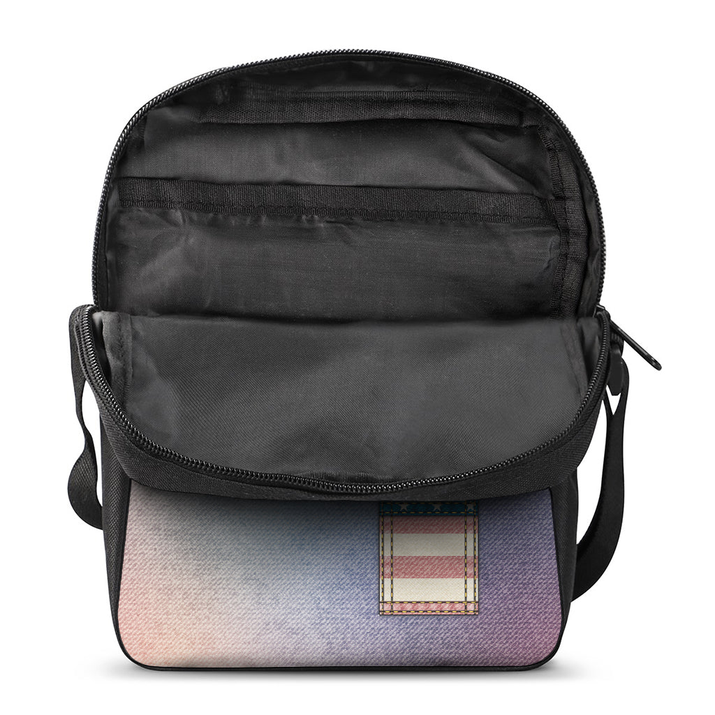 4th of July USA Denim Patchwork Print Rectangular Crossbody Bag