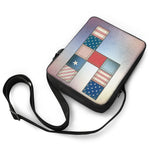 4th of July USA Denim Patchwork Print Rectangular Crossbody Bag