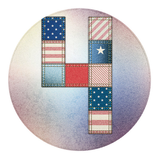 4th of July USA Denim Patchwork Print Round Blanket
