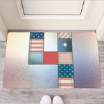4th of July USA Denim Patchwork Print Rubber Doormat