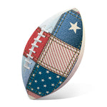 4th of July USA Denim Patchwork Print Rugby Ball