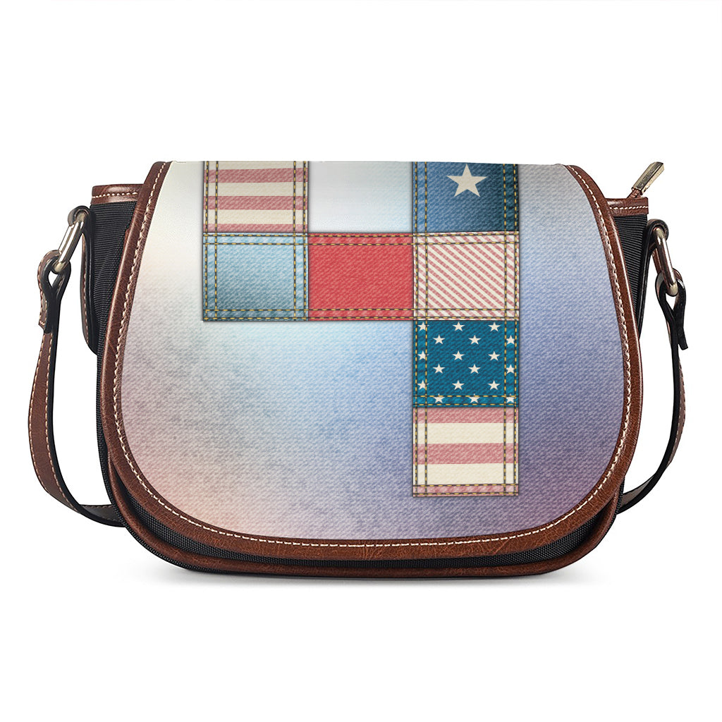 4th of July USA Denim Patchwork Print Saddle Bag