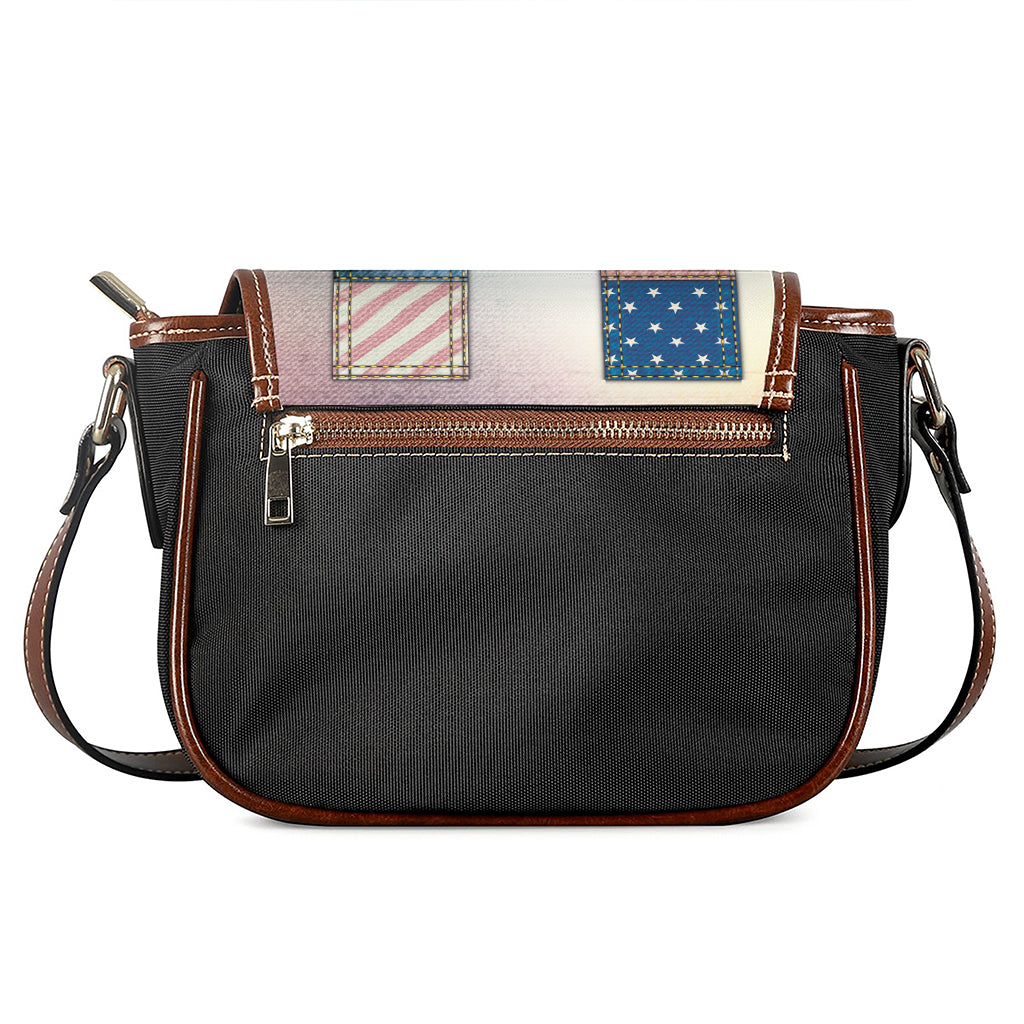 4th of July USA Denim Patchwork Print Saddle Bag