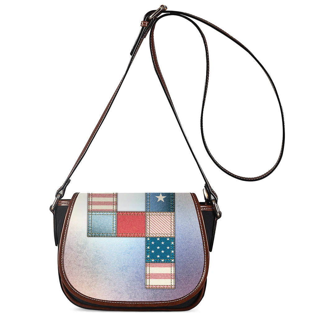 4th of July USA Denim Patchwork Print Saddle Bag