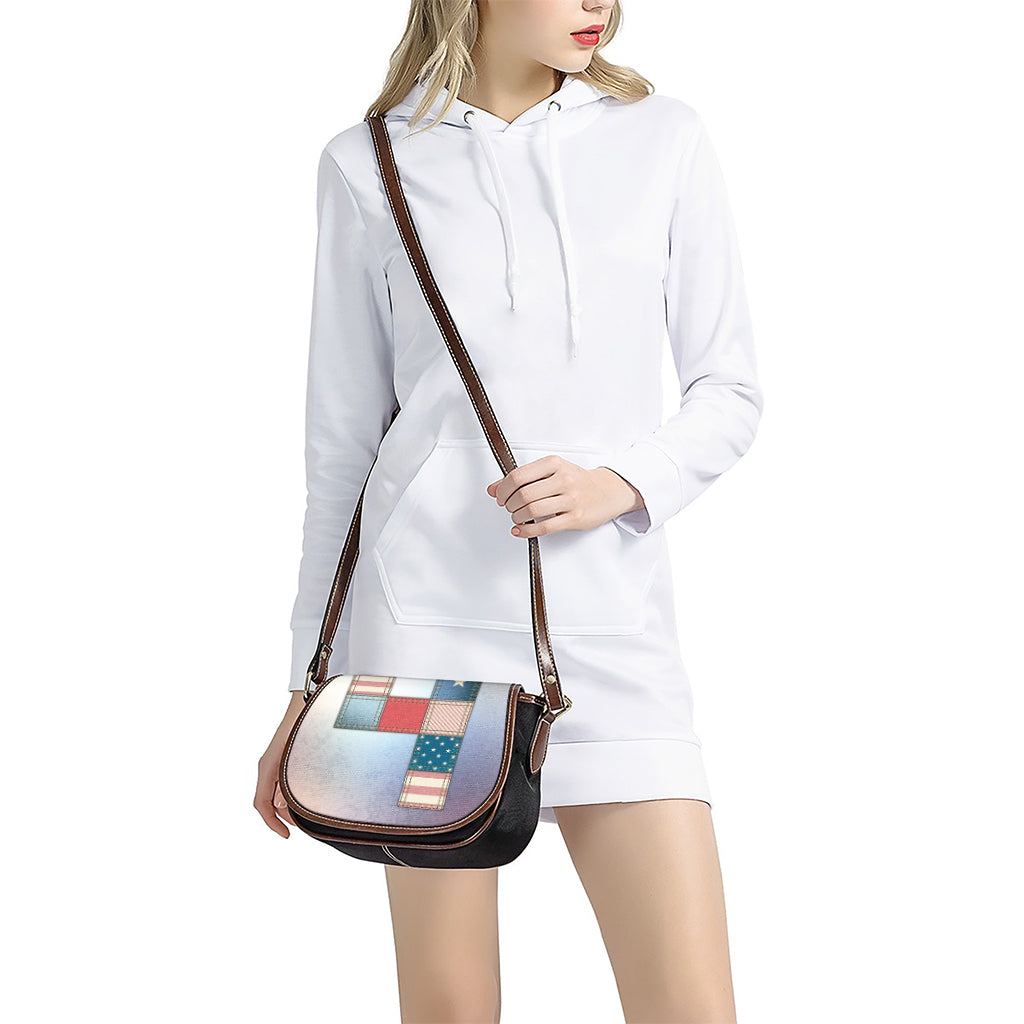 4th of July USA Denim Patchwork Print Saddle Bag